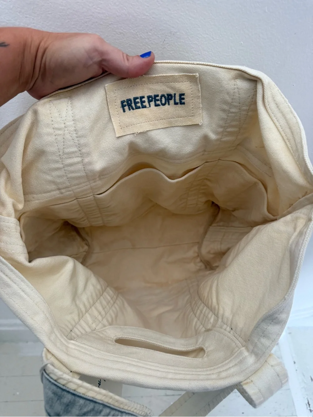 Free People Cordes Canvas Tote Bag Natural